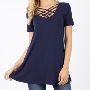 Lattice Shirt - Navy
